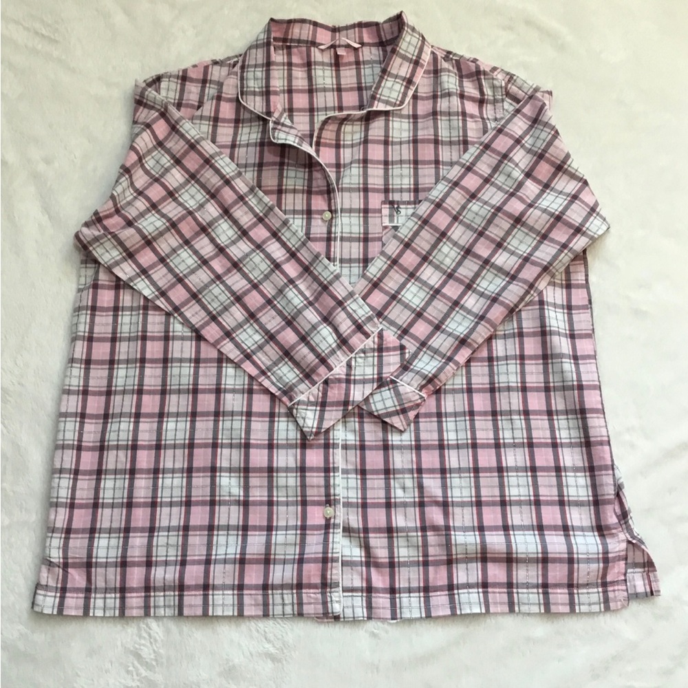 Victorias Secret Cotton Pink & Black Plaid Pajama Set with Pocket / small /dream